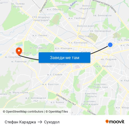 Стефан Караджа to Суходол map