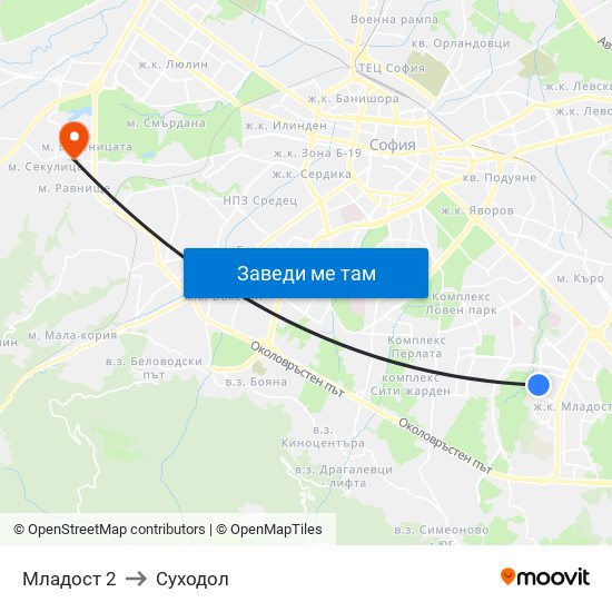 Младост 2 to Суходол map