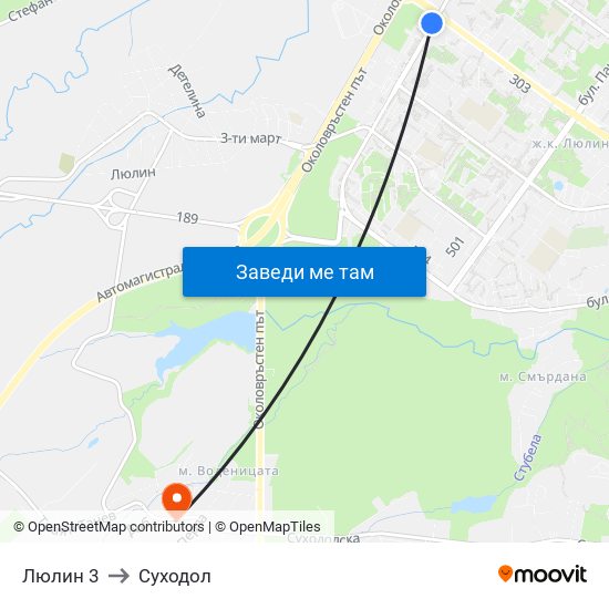 Люлин 3 to Суходол map
