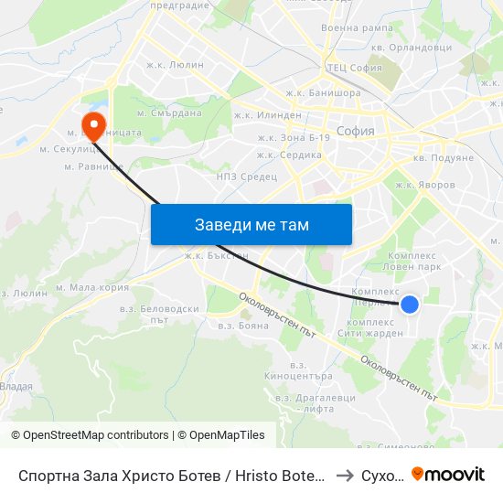 Спортна Зала Христо Ботев / Hristo Botev Sports Hall (1611) to Суходол map