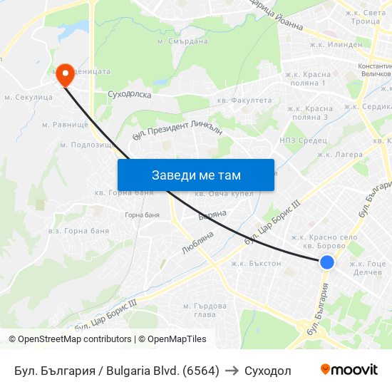 Бул. България / Bulgaria Blvd. (6564) to Суходол map