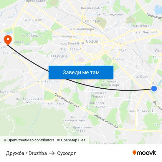 Дружба / Druzhba to Суходол map