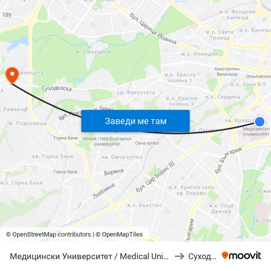 Медицински Университет / Medical University to Суходол map