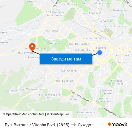 Бул. Витоша / Vitosha Blvd. (2825) to Суходол map