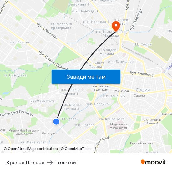 Красна Поляна to Толстой map