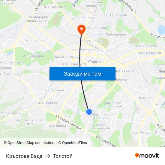 Кръстова Вада to Толстой map