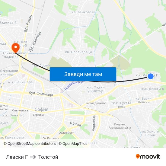 Левски Г to Толстой map