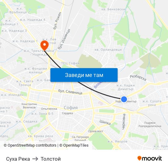 Суха Река to Толстой map