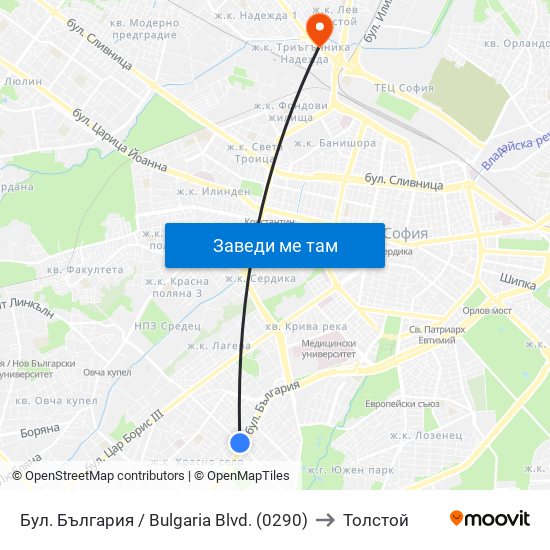 Бул. България / Bulgaria Blvd. (0290) to Толстой map