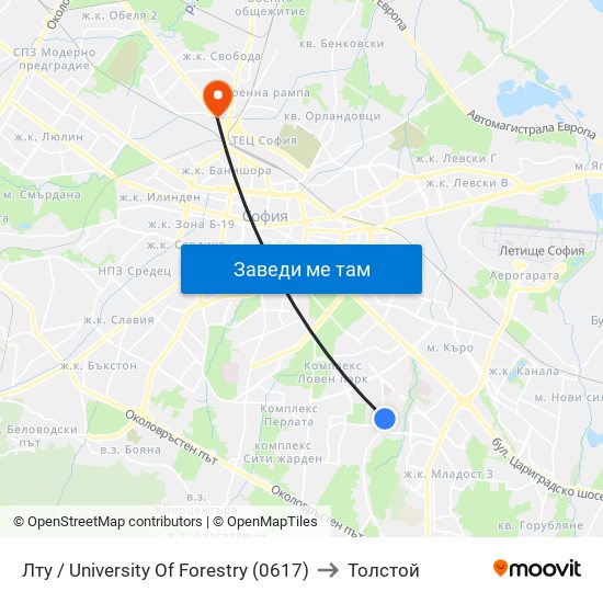 Лту / University Of Forestry (0617) to Толстой map