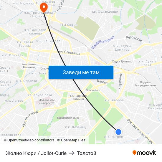 Жолио Кюри / Joliot-Curie to Толстой map