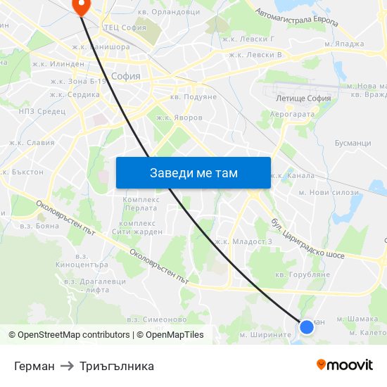 Герман to Триъгълника map