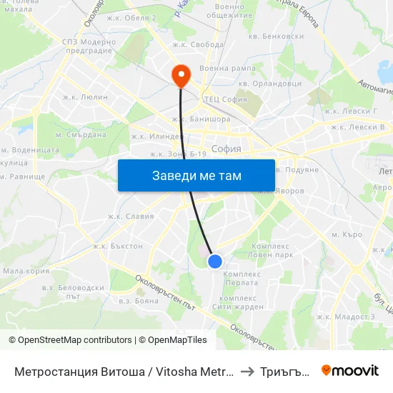 Ⓜ️ Метростанция Витоша / Vitosha Metro Station (2654) to Триъгълника map