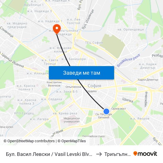 Бул. Васил Левски / Vasil Levski Blvd. (0300) to Триъгълника map