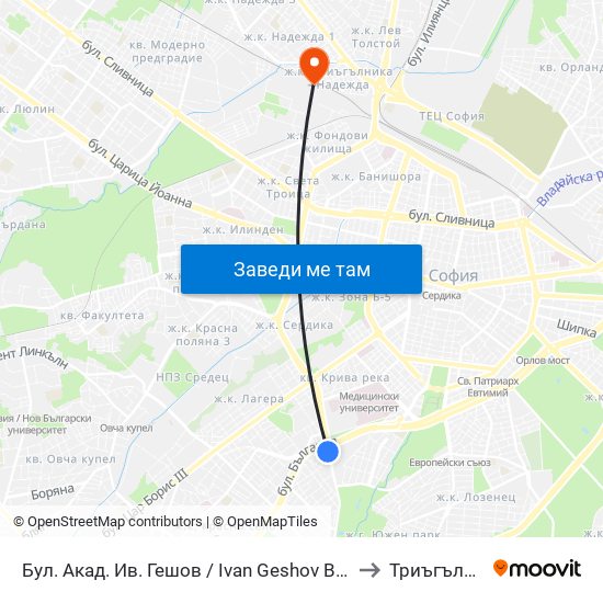 Бул. Акад. Ив. Гешов / Ivan Geshov Blvd. (0270) to Триъгълника map