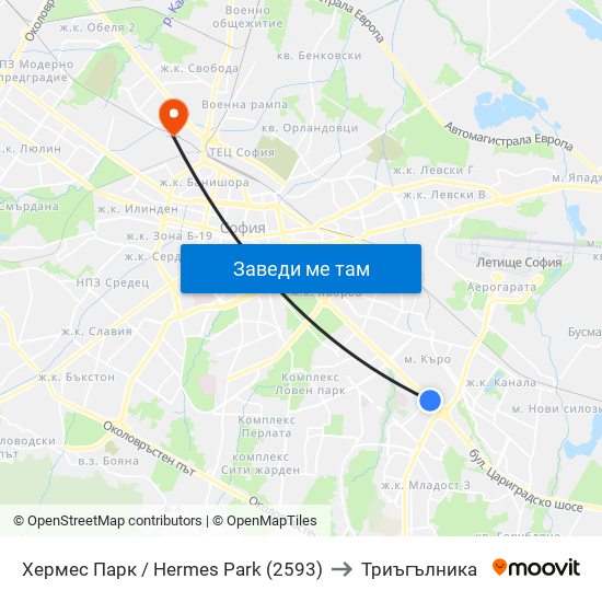 Хермес Парк / Hermes Park (2593) to Триъгълника map