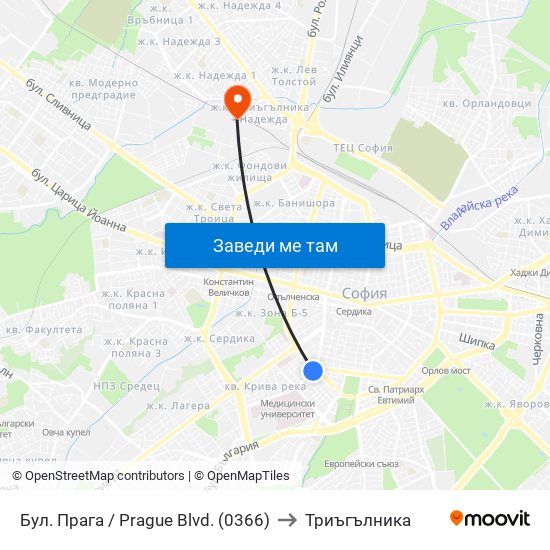 Бул. Прага / Prague Blvd. (0366) to Триъгълника map