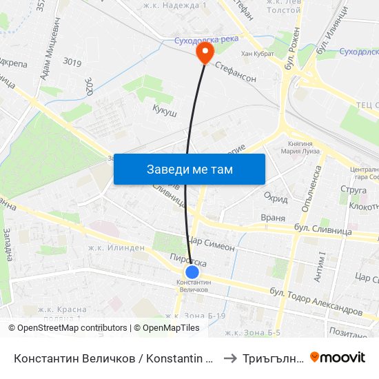 Константин Величков / Konstantin Velichkov to Триъгълника map