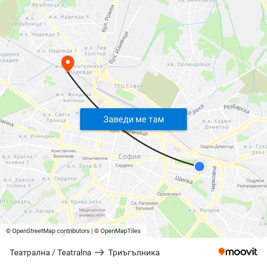 Театрална / Teatralna to Триъгълника map
