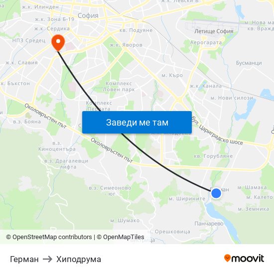 Герман to Хиподрума map