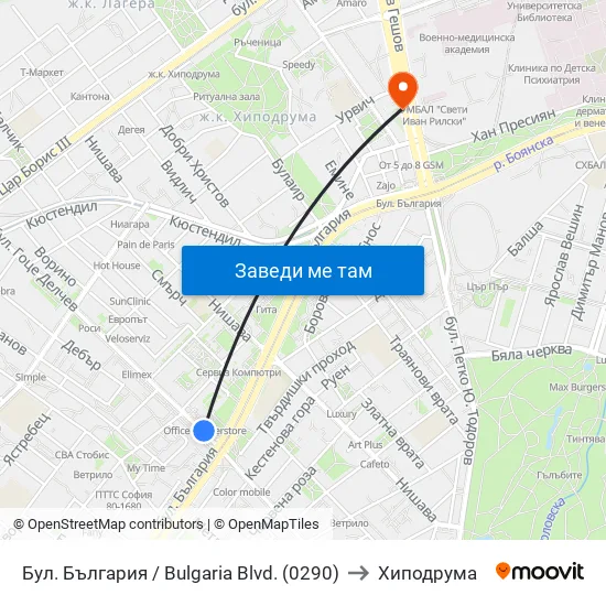 Бул. България / Bulgaria Blvd. (0290) to Хиподрума map