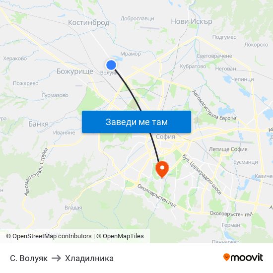 С. Волуяк to Хладилника map