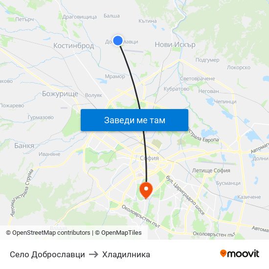 Село Доброславци to Хладилника map