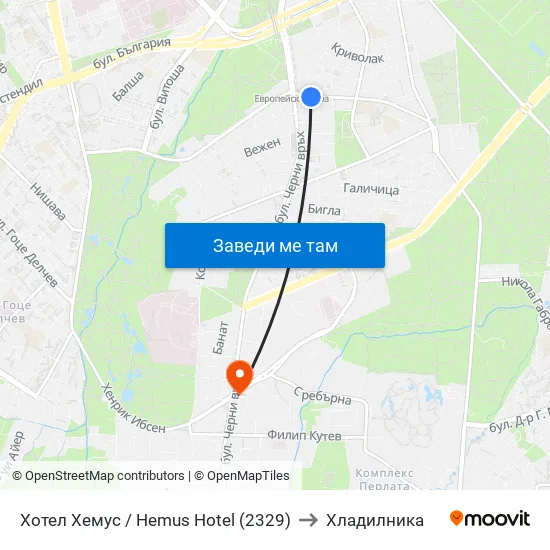 Ⓜ️ Хотел Хемус / Hemus Hotel (2329) to Хладилника map