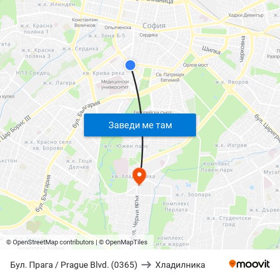 Бул. Прага / Prague Blvd. (0365) to Хладилника map