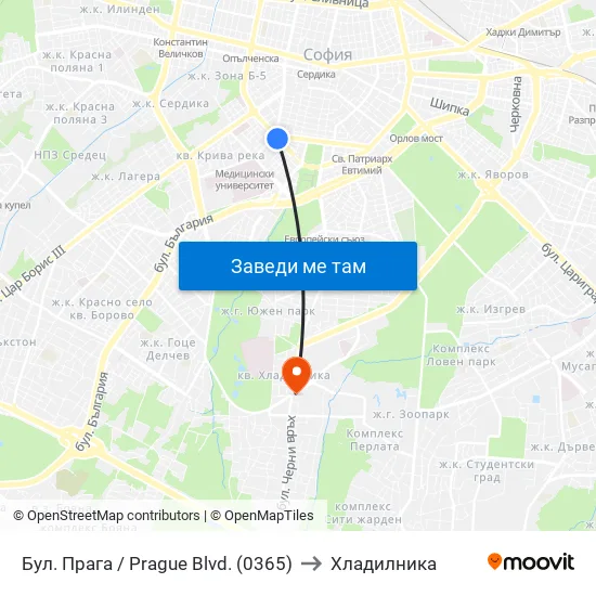Бул. Прага / Prague Blvd. (0365) to Хладилника map