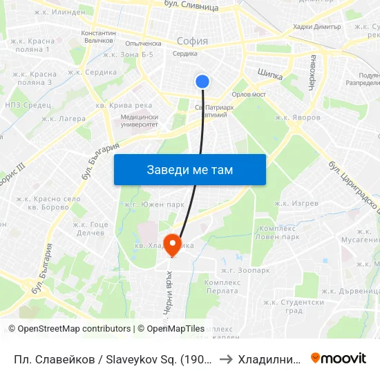 Пл. Славейков / Slaveykov Sq. (1908) to Хладилника map