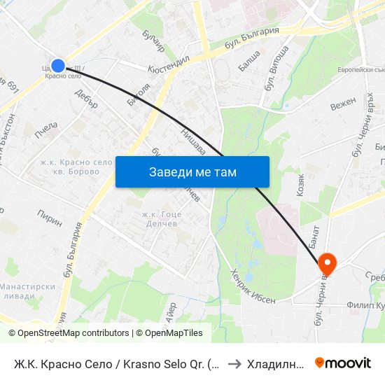 Ж.К. Красно Село / Krasno Selo Qr. (0638) to Хладилника map