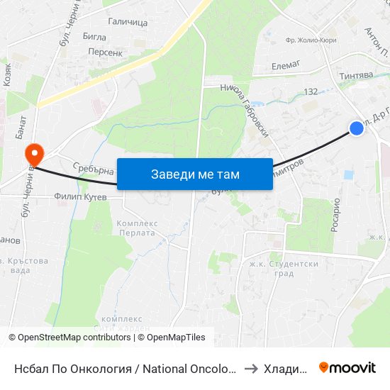 Нсбал По Онкология / National Oncology Hospital (2542) to Хладилника map
