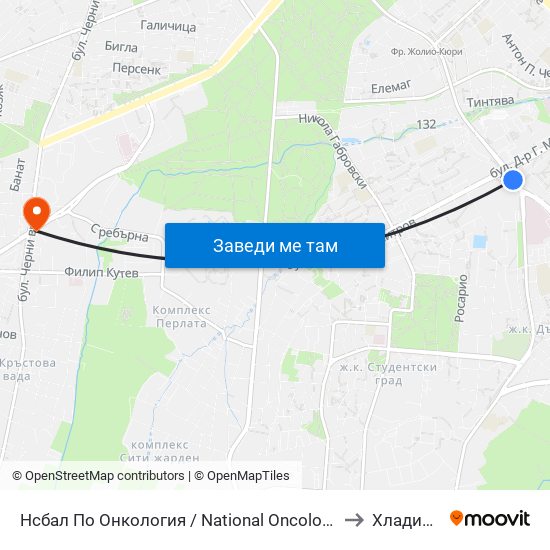 Нсбал По Онкология / National Oncology Hospital (0764) to Хладилника map