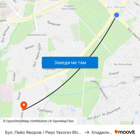Бул. Пейо Яворов / Peyo Yavorov Blvd. (0073) to Хладилника map