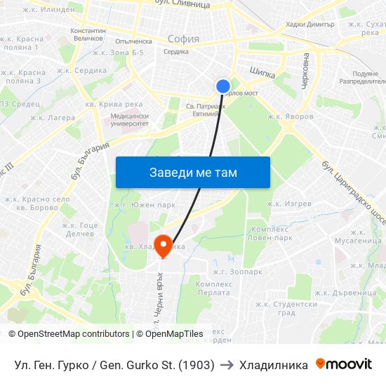 Ул. Ген. Гурко / Gen. Gurko St. (1903) to Хладилника map