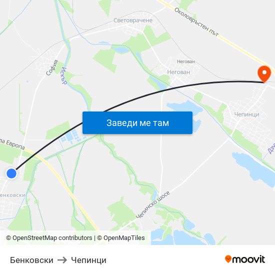 Бенковски to Чепинци map
