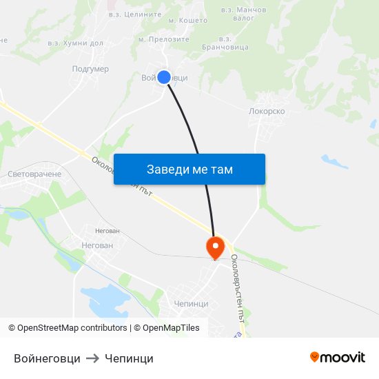 Войнеговци to Чепинци map