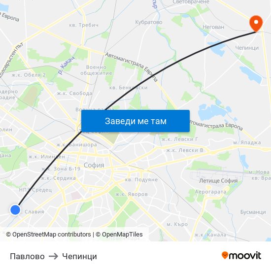Павлово to Чепинци map