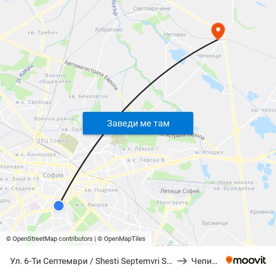 Ул. 6-Ти Септември / Shesti Septemvri St. (1807) to Чепинци map