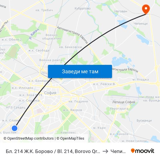 Бл. 214 Ж.К. Борово / Bl. 214, Borovo Qr. (0164) to Чепинци map