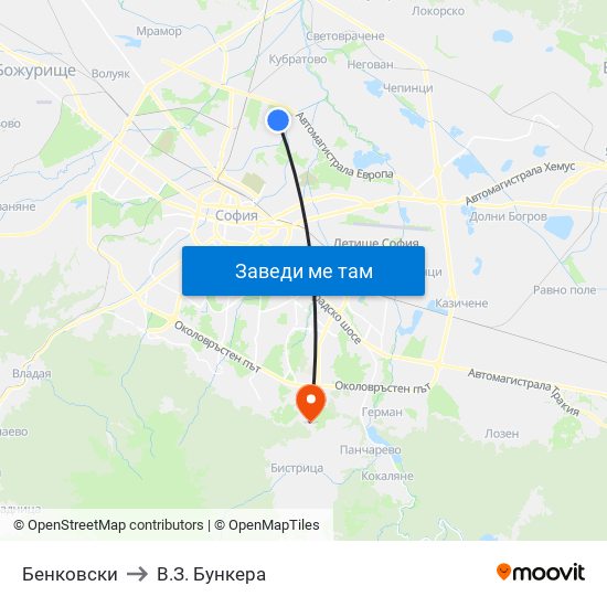 Бенковски to В.З. Бункера map