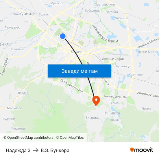 Надежда 3 to В.З. Бункера map