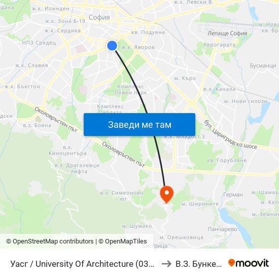 Уасг / University Of Architecture (0387) to В.З. Бункера map