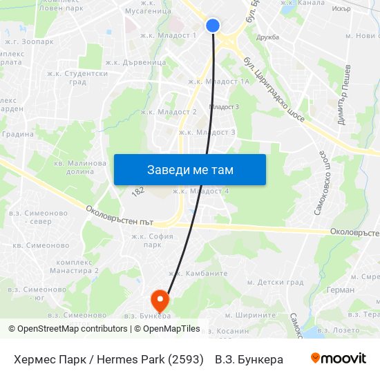 Хермес Парк / Hermes Park (2593) to В.З. Бункера map
