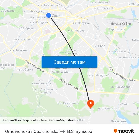 Опълченска / Opalchenska to В.З. Бункера map