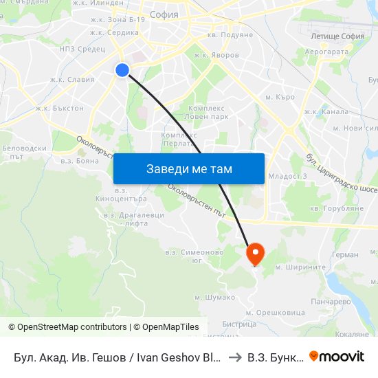 Бул. Акад. Ив. Гешов / Ivan Geshov Blvd. (2804) to В.З. Бункера map