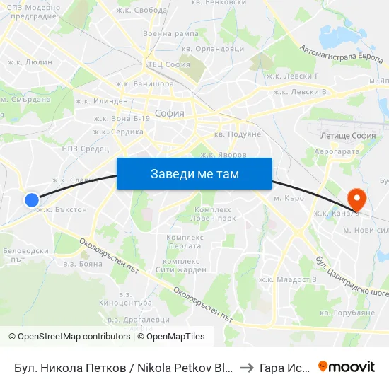 Бул. Никола Петков / Nikola Petkov Blvd. (0350) to Гара Искър map