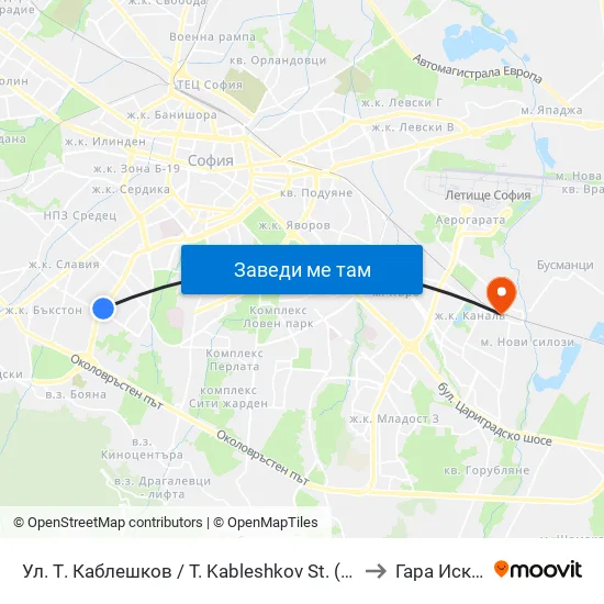 Ул. Т. Каблешков / T. Kableshkov St. (2213) to Гара Искър map