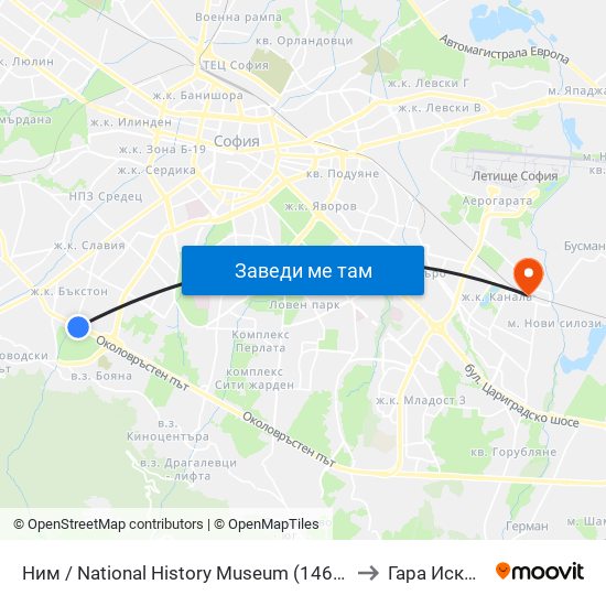 Ним / National History Museum (1464) to Гара Искър map